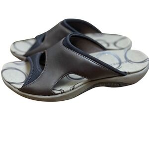 Merrell QForm Women Brown Leather Slide Sandals Comfort Walking Shoes D512820